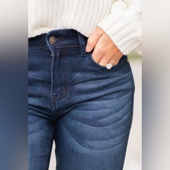 New Kan Can Dark Wash Flare Leg Jeans - Picture 6 of 9